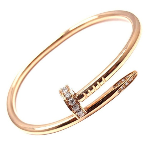 Nail Bracelet for Women Rose Gold Plated 18K Cubic Zircon Stones