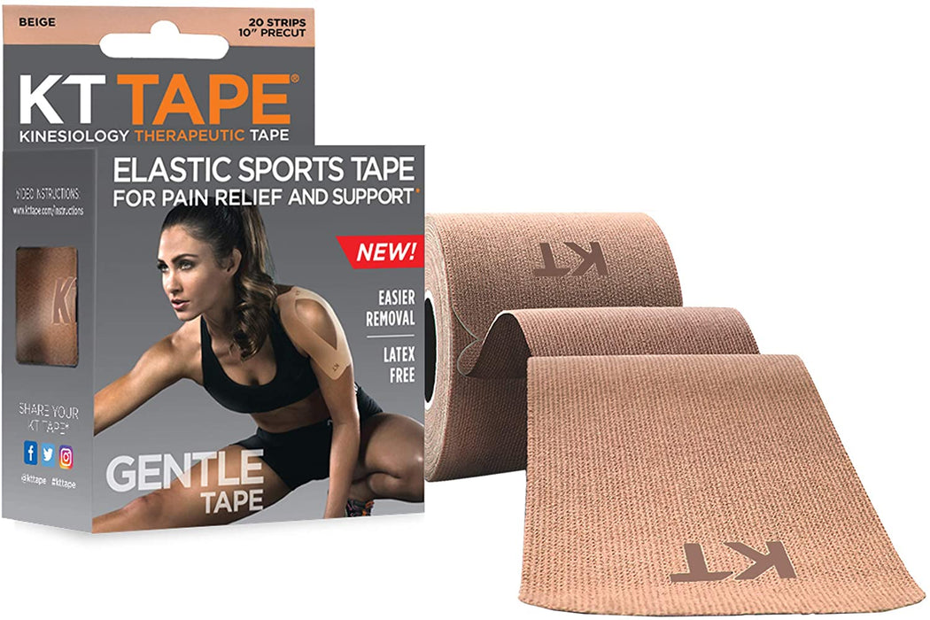 KT TAPE Kinesiology Tape, Gentle Adhesive, Cotton, Elastic Sports Athletic Tape, Beige