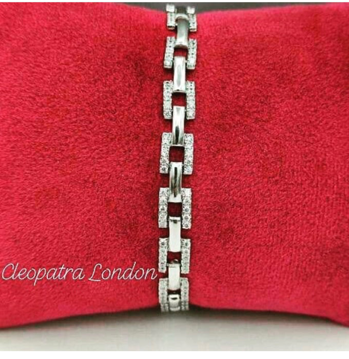 Square Bracelet for Women 925 Silver Cubic Zircon