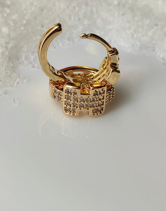 Square Earring Gold Plated 18K Cubic Zircon Stones