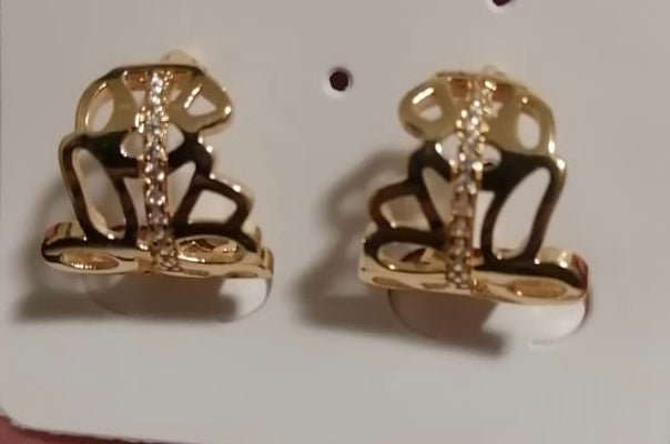Butterfly Earring Gold Plated 18K Cubic Zircon Stones