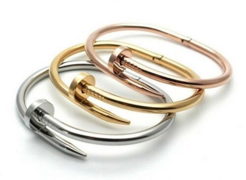 Nail Bracelet for Women and Men Gold Plated 18K Stainless Steel