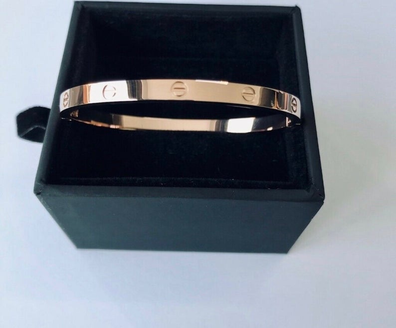 Rose Gold Circle Bracelet for Women and Men Gold Plated 18K Stainless Steel
