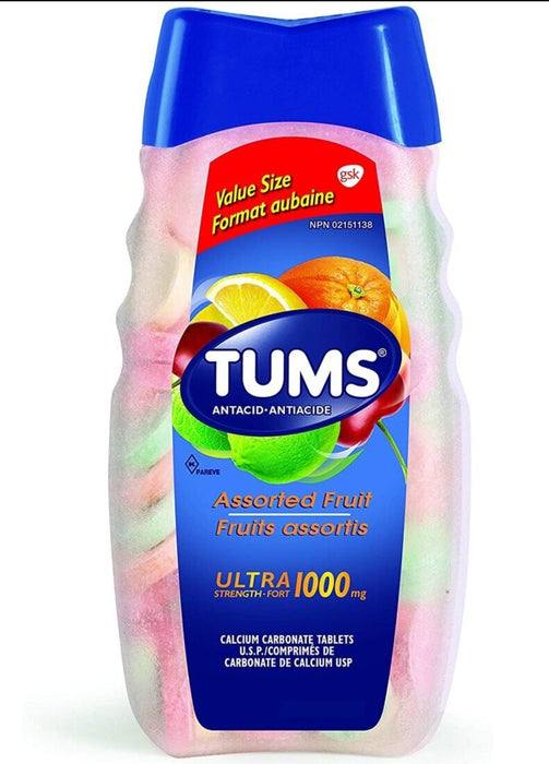Tums Ultra Strength Antacid for Heartburn Relief, Assorted Fruit, 160 Count 160 Count (Pack of 1)